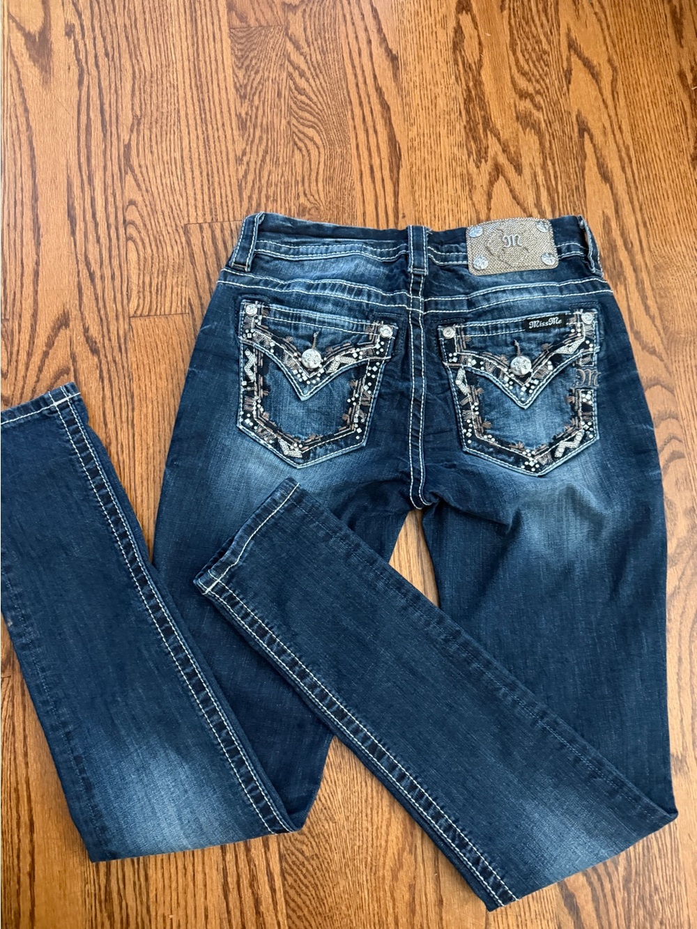 Miss Me Dark Wash Embellished Skinny Jeans